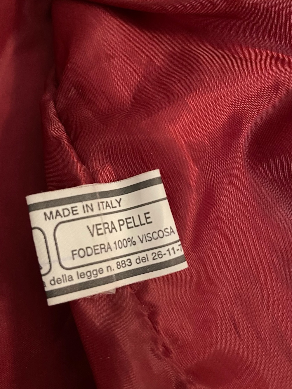 Vtg Norma Della Legge Red Leather Cropped Moto Jacket Made in Italy 44 US M flaw - Picture 9 of 12